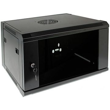 Rack de perete 6U, SOHO, 540x450mm, usa din sticla securizata, yala cu cheie, Safer SAF-WMQ5406