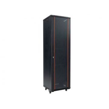 Rack de podea 42U, 19 inch, 600x1000, capacitate 800kg, sticla securizata, negru, IP20, Safer SAF-NC-6142
