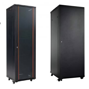 Rack de podea 47U, 19 inch, 600x800 mm, structura otel, incarcare 800 kg, usa sticla securizata, panouri laterale detasabile, Safer SAF-NC-6847