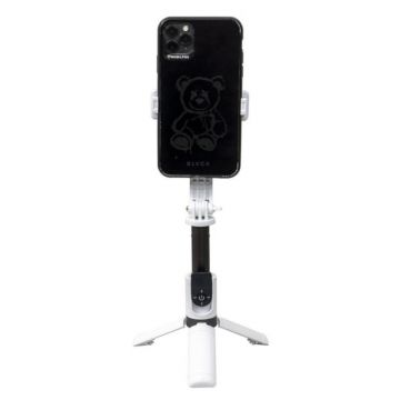 Selfie Stick si Trepied cu Telecomanda Bluetooth, Telescopic, Super Mini, Alb