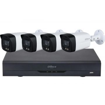 Sistem de supraveghere Dahua Full Color, 4 camere de 5MP cu Microfon, LED 40m, NVR cu AI, KIT-DAHUA4-5MPLED40