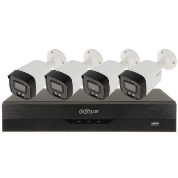 Sistem supraveghere 4 camere exterior Full Color 5MP + DVR cu AI, Dahua, DAH-4X5MLED