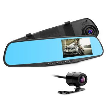 Camera Video Auto Discreta tip Oglinda cu Doua Camere Full HD Fata/Spate Techstar® L9000, Model Slim 9mm Grosime