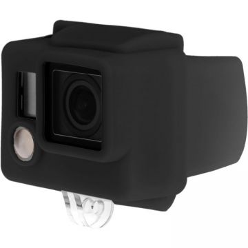 Husa din silicon pentru GoPro Hero 3+ / 4 cu spatiu si parasolar pentru LCD BacPac GP99