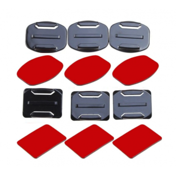 Set pentru fixare cu 6 adezivi Flat si Curved Adhesive Mount + 6 prinderi quick release pentru camere actiune GP14-3