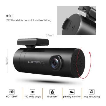 Camera auto DVR DDPAI Mini, Full HD, 1080p, 30 FPS, WiFi, Negru