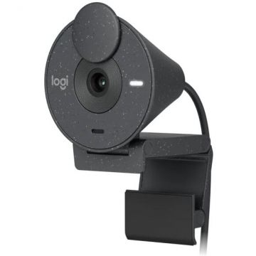 Camera web Logitech Brio 300, Full HD 1080p, RightLight 2, 70 FoV, USB-C, Privacy - Graphite