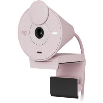 Camera web Logitech Brio 300, Full HD 1080p, RightLight 2, 70 FoV, USB-C, Privacy - Rose