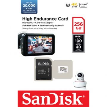 Card MicroSD 256GB'seria HIGH Endurance - SanDisk SDSQQNR-256G-GN6IA
