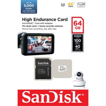 Card MicroSD 64GB'seria HIGH Endurance - SanDisk SDSQQNR-064G-GN6IA