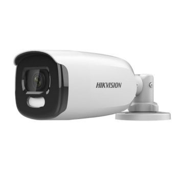 Kit Camera supraveghere exterior Hikvision TurboHD ColorVu DS-2CE12HFT-F28, 5 MP, lumina alba 40 m, 2.8 mm + alimentator