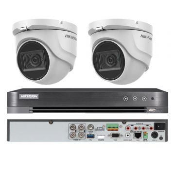 Kit supraveghere Hikvision 2 camere interior 4 in 1, 8MP, 2.8mm, IR 30m, DVR 4 canale 4K 8MP
