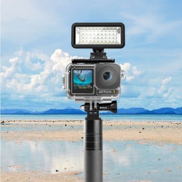 Lampa scufundari Puluz pentru Camera Foto/Video, IPX8, 600-750 Lumeni, 40 Leduri, Cu 8 filtre, 6000-6500K, 2500 mAh, Negru