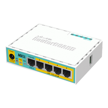 Router hEX PoE Lite, 5 x Fast Ethernet 4 x PoE, RouterOS L4 - Mikrotik RB750UPr2