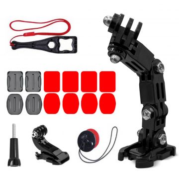 Set accesorii pentru casca cu montura pentru camere de actiune GoPro, DJI, Insta360, SJCam, Eken Sports -90871