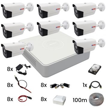 Sistem de supraveghere video 8 camere Rovision oem Hikvision full hd, 2MP, IR40m, DVR 8 canale 1080P lite, accesorii si hard disk