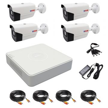 Sistem supraveghere 4 camere Rovision oem Hikvision 2MP, Full HD, IR 40M, DVR 4 Canale, Accesorii montaj incluse