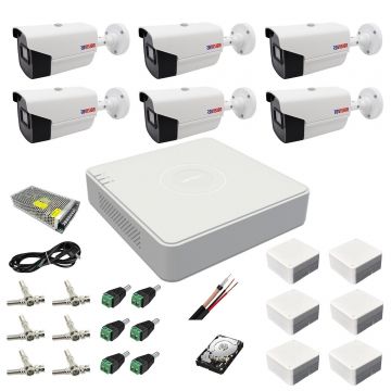 Sistem supraveghere 6 camere Rovision oem Hikvision 2MP full hd, DVR 8 canale 1080P, accesorii si hard