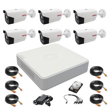 Sistem supraveghere 6 camere Rovision oem Hikvision 2MP full hd, DVR 8 canale, accesorii si hard incluse