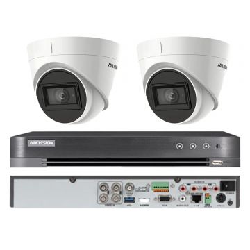 Sistem supraveghere Hikvision 2 camere interior 4 in 1, 8MP, lentila 2.8, IR 60m, DVR 4 canale 4K 8MP