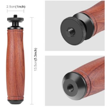 Suport Puluz pentru camere video sport, din metal si lemn, filet universal 1/4, Maro