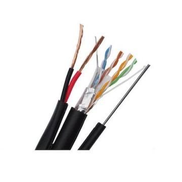 Cablu FTP 0.45mm CAT 5E cu sufa 1mm si alimentare 2x0.75 mm CCA