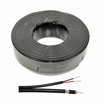 Cablu RG 59 coaxial cu alimentare 2x0.75, CUPRU 100%, rola 100 m 201801013033