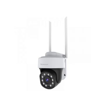 Camera de supraveghere duala wireless IP WiFi Speed Dome Full Color PT Vstarcam CS665Q, 4 MP, lumina alba/IR 30 m, slot card, microfon, detectie miscare