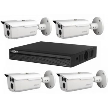 Kit supraveghere video pentru exterior cu 4 camere Dahua 2MP HDCVI IR 80m IP66 , soft internet