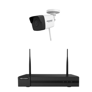 Kit supraveghere wireless o camera WIFI Hiwatch Hikvision, 2MP, IR 30m, NVR 4 canale