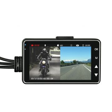 Resigilat Camera Video Motocicleta Dubla Techstar® MT18 3MP HD 720P 50fps Display 3Inch