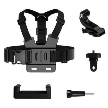 Sistem de prindere pe piept Chest Strap pentru camere video sport, Negru