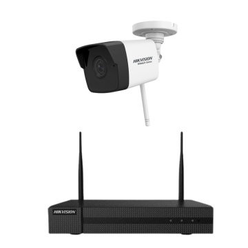 Sistem de supraveghere Hikvision HiWatch cu o camera wireless 2MP, 30m IR, lentila 2.8mm, NVR 4 canale