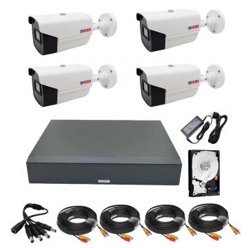 Sistem de supraveghere Rovision oem Hikvision 4 camere Full HD 2MP, 2.8mm, IR 40m, DVR Pentabrid 4 canale, accesorii si HDD