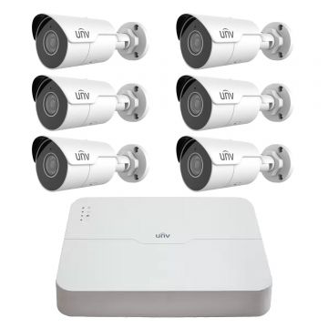 Sistem supraveghere 6 camere UNV 4MP IP PoE Starlight, 2.8mm, Audio, IR 50m, NVR 4K 8 canale