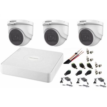 Sistem supraveghere interior audio-video Hikvision 3 camere Turbo HD 2MP DVR 4 canale