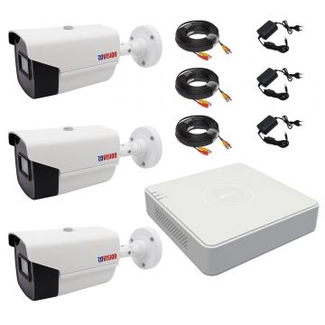 Sistem supraveghere video 3 camere ROVISION2MP22 by Hikvision, 2MP Full HD, lentila 2.8mm, IR 40m, DVR 4 canale 1080P lite, accesorii