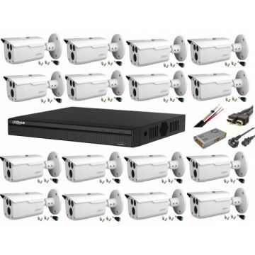 Sistem supraveghere video Full HD cu 16 camere Dahua 2MP HDCVI IR 80m, cu toate accesoriile, live internet