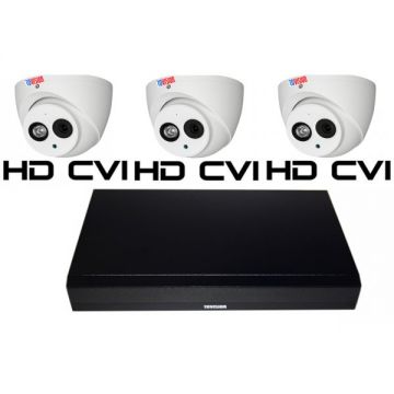 Sistem supraveghere video Rovision 3 camere 2mp 50m smart IR IP67
