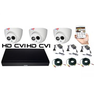 Sistem supraveghere video Rovision 3 camere 2mp IR50m IP67 , accesorii incluse