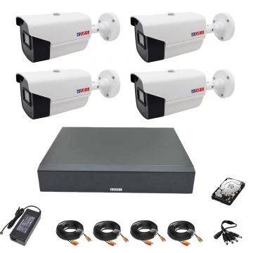 Sistem supraveghere video Rovision 4 camere 2MP Full HD oem Hikvision IR 40m, DVR Pentabrid 4 canale, accesorii si hard disk