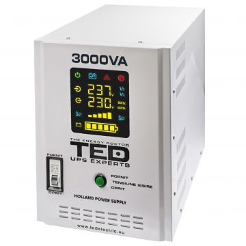 UPS 3000VA/2100W runtime extins utilizeaza doi acumulatori (neinclusi) TED UPS Expert TED001672 UPS 3000VA/2100W runtime extins utilizeaza doi acumulatori (neinclusi) TED UPS Expert TED001672