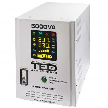 UPS 5000VA/3500W runtime extins utilizeaza doi acumulatori (neinclusi) TED UPS Expert TED001689 UPS 5000VA/3500W runtime extins utilizeaza doi acumulatori (neinclusi) TED UPS Expert TED001689
