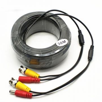 Cablu video si alimentare 30 metri LN-EC04-30M; conectori DC si BNC; Putere Video: 26 AWG