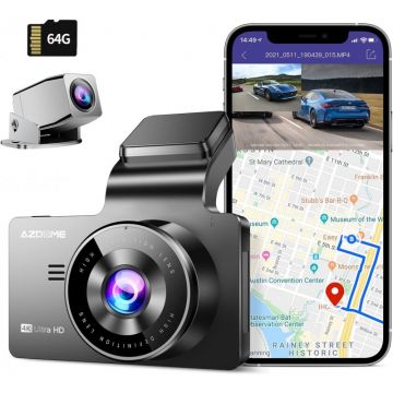 Camera auto AZDOME, Dubla, 4K + 1080P, WiFi, GPS, Unghi 170, WDR, G-Sensor, Mod parcare, Night Vision