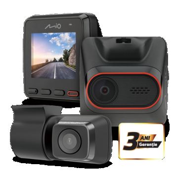 Kit camera auto DVR MIO MiVue C420 Dual, Full HD 1080p, Senzor G, Senzor 2M, Microfon + camera spate Full HD