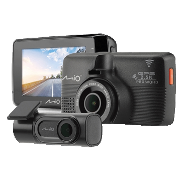 Kit Camera Video Auto Mio Mivue 798 Dual PRO, 2K, 145°, Microfon, Wi-Fi, GPS, G-Sensor, WDR (Negru)
