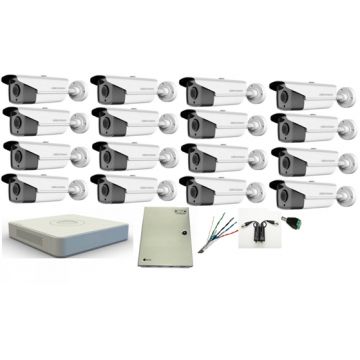 Kit complet 16 camere supraveghere exterior Hikvision 1080P 80 m IR