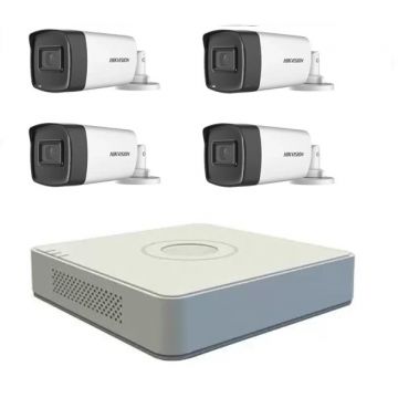 Kit sistem 4 camere supraveghere exterior 5MP TURBOHD HIKVISION 40 m IR DVR Hikvision H265