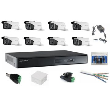 Kit sistem supraveghere profesional Hikvision 8 camere video 2MP, IR 40m
